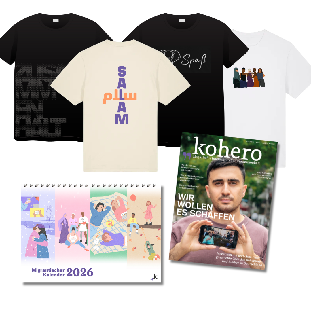 T-Shirt, Migrantischer Kalender und Printausgabe