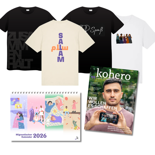T-Shirt, Migrantischer Kalender und Printausgabe